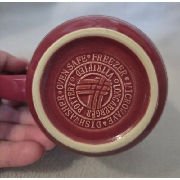 Longaberger Woven Traditions Paprika Red Coffee Mug USA Cranberry - Picture 5 of 7